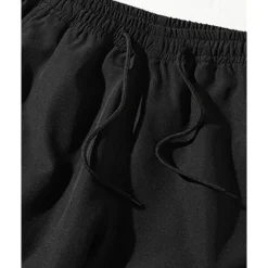 OUKU Men's Cargo Shorts Shorts Summer Shorts Drawstring Elastic Waist Multi Pocket Plain Comfort Wearable Knee Length Outdoor Sport Daily Fashion Casual Black Khaki