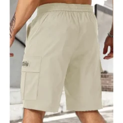 OUKU Men's Cargo Shorts Shorts Summer Shorts Drawstring Elastic Waist Multi Pocket Plain Comfort Wearable Knee Length Outdoor Sport Daily Fashion Casual Black Khaki