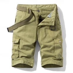 OUKU Men's Cargo Shorts Shorts Zipper Pocket Plain Breathable Soft Casual Weekend Fashion Streetwear Black Blue Micro-elastic