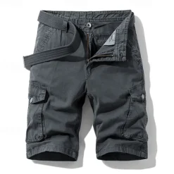 OUKU Men's Cargo Shorts Shorts Zipper Pocket Plain Breathable Soft Casual Weekend Fashion Streetwear Black Blue Micro-elastic