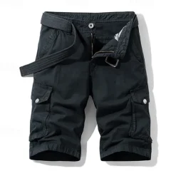 OUKU Men's Cargo Shorts Shorts Zipper Pocket Plain Breathable Soft Casual Weekend Fashion Streetwear Black Blue Micro-elastic
