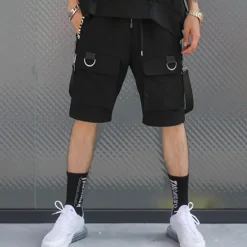 Clearance OUKU Men's Cargo Shorts Shorts Casual Shorts Techwear Flap Pocket Buckle Strap Plain Comfort Breathable Outdoor Daily Going out Fashion Streetwear Black