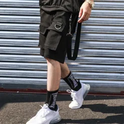 Clearance OUKU Men's Cargo Shorts Shorts Casual Shorts Techwear Flap Pocket Buckle Strap Plain Comfort Breathable Outdoor Daily Going out Fashion Streetwear Black