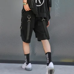 Clearance OUKU Men's Cargo Shorts Shorts Casual Shorts Techwear Flap Pocket Buckle Strap Plain Comfort Breathable Outdoor Daily Going out Fashion Streetwear Black