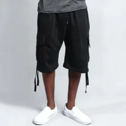 Sale OUKU Men's Cargo Shorts Shorts Pocket Drawstring Elastic Waist Plain Comfort Breathable Knee Length Outdoor Vacation Sport Casual Black White