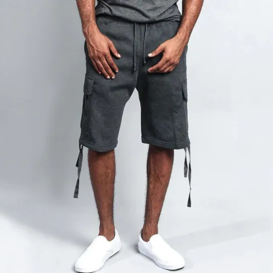 Sale OUKU Men's Cargo Shorts Shorts Pocket Drawstring Elastic Waist Plain Comfort Breathable Knee Length Outdoor Vacation Sport Casual Black White
