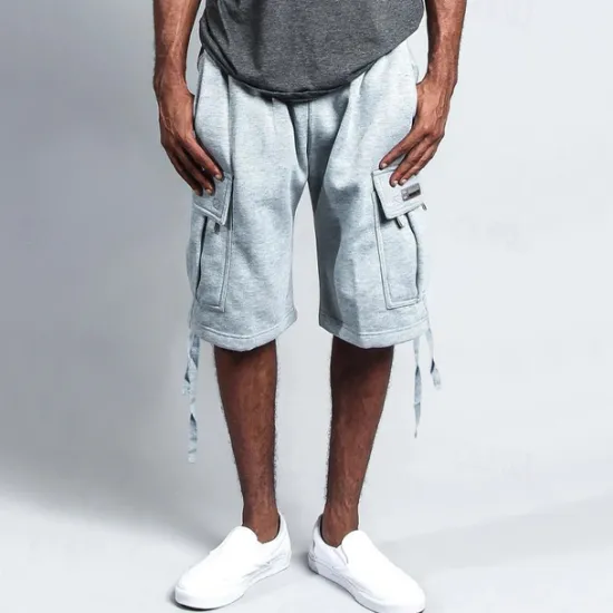 Sale OUKU Men's Cargo Shorts Shorts Pocket Drawstring Elastic Waist Plain Comfort Breathable Knee Length Outdoor Vacation Sport Casual Black White
