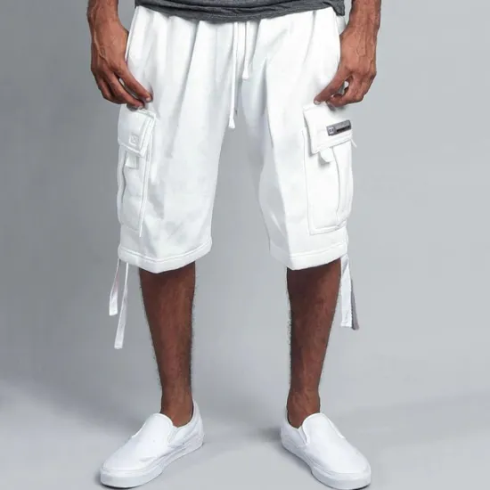 Sale OUKU Men's Cargo Shorts Shorts Pocket Drawstring Elastic Waist Plain Comfort Breathable Knee Length Outdoor Vacation Sport Casual Black White