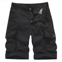 Best OUKU Men's Cargo Shorts Shorts Summer Shorts Multi Pocket Flap Pocket Plain Comfort Wearable Knee Length Outdoor Sport Daily Fashion Casual Black Navy Blue
