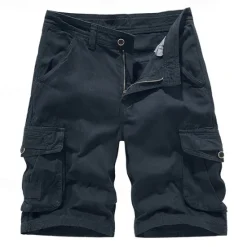 Best OUKU Men's Cargo Shorts Shorts Summer Shorts Multi Pocket Flap Pocket Plain Comfort Wearable Knee Length Outdoor Sport Daily Fashion Casual Black Navy Blue