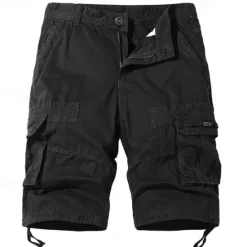 Best OUKU Men's Cargo Shorts Shorts Work Shorts Button Multi Pocket Plain Wearable Short Outdoor Daily Going out Cotton Blend Fashion Classic Black Dark Green