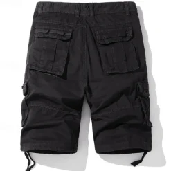 Best OUKU Men's Cargo Shorts Shorts Work Shorts Button Multi Pocket Plain Wearable Short Outdoor Daily Going out Cotton Blend Fashion Classic Black Dark Green