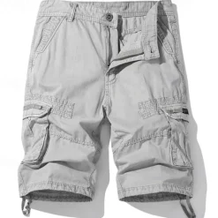 Best OUKU Men's Cargo Shorts Shorts Work Shorts Button Multi Pocket Plain Wearable Short Outdoor Daily Going out Cotton Blend Fashion Classic Black Dark Green