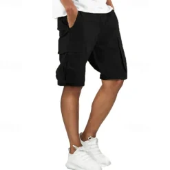 Outlet OUKU Men's Cargo Shorts Shorts Summer Shorts Multi Pocket Flap Pocket Plain Comfort Wearable Knee Length Outdoor Sport Daily Fashion Casual Black Navy Blue