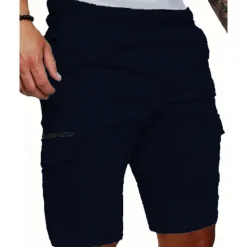 Online OUKU Men's Cargo Shorts Shorts Summer Shorts Drawstring Elastic Waist Multi Pocket Plain Comfort Wearable Knee Length Outdoor Sport Daily Fashion Casual Black White