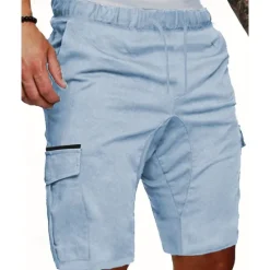 Online OUKU Men's Cargo Shorts Shorts Summer Shorts Drawstring Elastic Waist Multi Pocket Plain Comfort Wearable Knee Length Outdoor Sport Daily Fashion Casual Black White