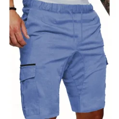 Online OUKU Men's Cargo Shorts Shorts Summer Shorts Drawstring Elastic Waist Multi Pocket Plain Comfort Wearable Knee Length Outdoor Sport Daily Fashion Casual Black White