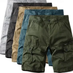 Clearance OUKU Men's Cargo Shorts Shorts Work Shorts Button Multi Pocket Plain Wearable Short Outdoor Daily Going out Fashion Classic Black Army Green
