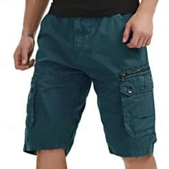 Clearance OUKU Men's Cargo Shorts Shorts Work Shorts Button Multi Pocket Plain Wearable Short Outdoor Daily Going out Fashion Classic Black Army Green