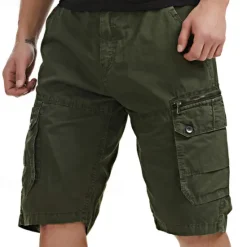 Clearance OUKU Men's Cargo Shorts Shorts Work Shorts Button Multi Pocket Plain Wearable Short Outdoor Daily Going out Fashion Classic Black Army Green