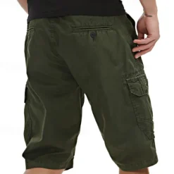 Clearance OUKU Men's Cargo Shorts Shorts Work Shorts Button Multi Pocket Plain Wearable Short Outdoor Daily Going out Fashion Classic Black Army Green