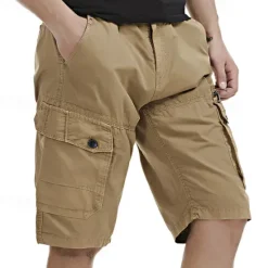 Clearance OUKU Men's Cargo Shorts Shorts Work Shorts Button Multi Pocket Plain Wearable Short Outdoor Daily Going out Fashion Classic Black Army Green