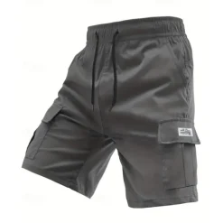 Clearance OUKU Men's Cargo Shorts Shorts Summer Shorts Drawstring Elastic Waist Multi Pocket Plain Comfort Wearable Short Outdoor Sport Daily Fashion Casual Black Khaki