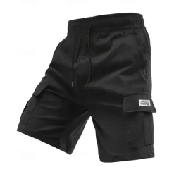 Clearance OUKU Men's Cargo Shorts Shorts Summer Shorts Drawstring Elastic Waist Multi Pocket Plain Comfort Wearable Short Outdoor Sport Daily Fashion Casual Black Khaki