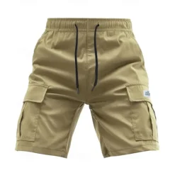 Clearance OUKU Men's Cargo Shorts Shorts Summer Shorts Drawstring Elastic Waist Multi Pocket Plain Comfort Wearable Short Outdoor Sport Daily Fashion Casual Black Khaki