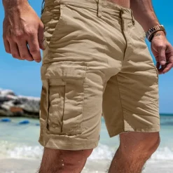 Discount OUKU Men's Cargo Shorts Shorts Bermuda shorts Multi Pocket Straight Leg Plain Comfort Soft Knee Length Casual Holiday Beach Fashion Streetwear Black Green Micro-elastic