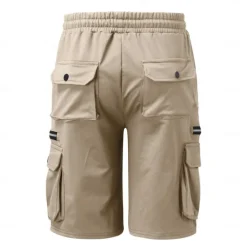 Best OUKU Men's Cargo Shorts Sweat Shorts Bermuda shorts Drawstring Elastic Waist Multi Pocket Plain Comfort Soft Short Outdoor Home Daily Casual / Sporty Athleisure Black White Micro-elastic