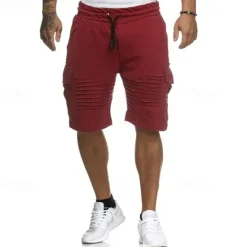 Clearance OUKU Men's Cargo Shorts Sweat Shorts Drawstring Elastic Waist Multi Pocket Plain Comfort Wearable Casual Daily Holiday Sports Fashion Black White