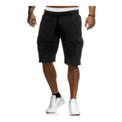 Clearance OUKU Men's Cargo Shorts Sweat Shorts Drawstring Elastic Waist Multi Pocket Plain Comfort Wearable Casual Daily Holiday Sports Fashion Black White