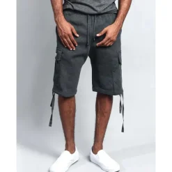 OUKU Men's Cargo Shorts Sweat Shorts Shorts Bermuda shorts Drawstring Elastic Waist Multi Pocket Plain Comfort Sports Knee Length Yoga Daily Fashion Streetwear Black White Micro-elastic