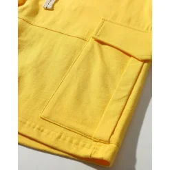 Discount OUKU Men's Cargo Shorts Sweat Shorts Workout Shorts Casual Shorts Drawstring Elastic Waist Multi Pocket Plain Comfort Breathable Knee Length Casual Daily Holiday Sports Fashion Black Yellow Micro-elastic