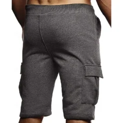Best OUKU Men's Cargo Shorts Sweat Shorts Shorts Bermuda shorts Drawstring Elastic Waist Multi Pocket Plain Comfort Soft Knee Length Party Outdoor Daily Fashion Streetwear Black Dark Gray Micro-elastic
