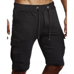 Best OUKU Men's Cargo Shorts Sweat Shorts Shorts Bermuda shorts Drawstring Elastic Waist Multi Pocket Plain Comfort Soft Knee Length Party Outdoor Daily Fashion Streetwear Black Dark Gray Micro-elastic