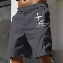 Discount OUKU Men's Cargo Shorts Work Shorts Elastic Waist Multi Pocket Letter Cross Knee Length Sports Outdoor Casual Camping & Hiking Classic Shorts Black Army Green Micro-elastic
