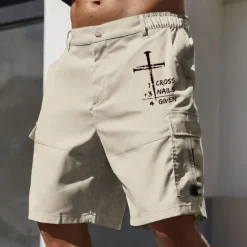 Discount OUKU Men's Cargo Shorts Work Shorts Elastic Waist Multi Pocket Letter Cross Knee Length Sports Outdoor Casual Camping & Hiking Classic Shorts Black Army Green Micro-elastic