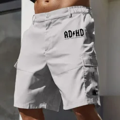 Hot OUKU Men's Cargo Shorts Work Shorts Elastic Waist Multi Pocket Letter Print Knee Length Sports Outdoor Casual Camping & Hiking Classic Shorts Black Army Green Micro-elastic