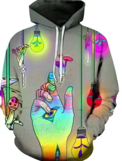 New OUKU Men's Cartoon 3D Hoodie Hoodies Sweatshirt Active Exaggerated Long Sleeve Hooded Daily Going out Black Gray Print Fall Winter Designer