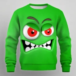 Clearance OUKU Men's Cartoon 3D Sweatshirt Sweatshirt Long Sleeve Sweatshirt Crew Neck Casual Punk & Gothic 3D Print Party Streetwear All Seasons