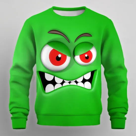 Clearance OUKU Men's Cartoon 3D Sweatshirt Sweatshirt Long Sleeve Sweatshirt Crew Neck Casual Punk & Gothic 3D Print Party Streetwear All Seasons