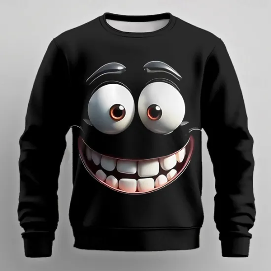 Best OUKU Men's Cartoon 3D Sweatshirt Sweatshirt Long Sleeve Sweatshirt Crew Neck Casual Punk & Gothic Digital Print Party Streetwear Graphic All Seasons