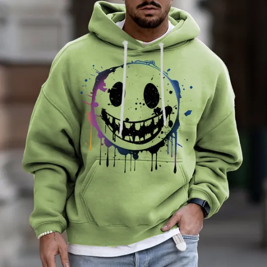 Online OUKU Men's Cartoon Graphic Prints Hoodie Hoodies Sweatshirt Streetwear Designer Long Sleeve Hooded Daily Sports Pink Blue Print Spring & Fall Designer