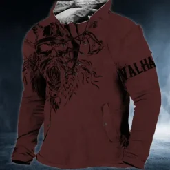 Sale OUKU Men's Cartoon Graphic Prints Sweatshirt Pullover Long Sleeve Sweatshirt Standing Collar Streetwear Designer Basic 3D Print Sports & Outdoor Casual Daily Lace up Spring & Fall