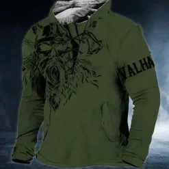 Sale OUKU Men's Cartoon Graphic Prints Sweatshirt Pullover Long Sleeve Sweatshirt Standing Collar Streetwear Designer Basic 3D Print Sports & Outdoor Casual Daily Lace up Spring & Fall