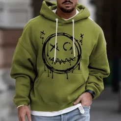 Best OUKU Men's Cartoon Graphic Prints Hoodie Hoodies Sweatshirt Streetwear Designer Long Sleeve Hooded Daily Sports Pink Blue Print Spring & Fall Designer
