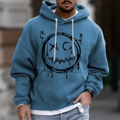 Best OUKU Men's Cartoon Graphic Prints Hoodie Hoodies Sweatshirt Streetwear Designer Long Sleeve Hooded Daily Sports Pink Blue Print Spring & Fall Designer