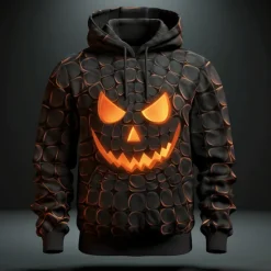 Discount OUKU Men's Cartoon Graphic Prints Hoodie Hoodies Sweatshirt Daily Classic Long Sleeve Hooded Halloween Holiday Going out Black Grey Custom Print Print Spring & Fall Designer